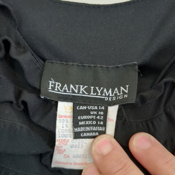 VTG Frank Lyman Tank Women's 14 Black Ruffle Formal Wedding Grad Lined - Picture 4 of 7